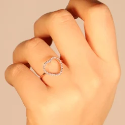 Best Anello Cuore Forato in Oro Rosa e Diamanti Anelli