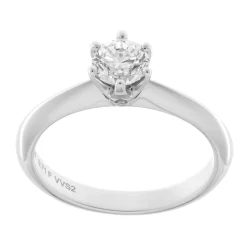 Clearance Anello di Fidanzamento Corona in Oro Bianco e Diamante 0,71 Carati Anelli Di Fidanzamento