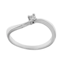 Sale Anello di Fidanzamento Onda in Oro Bianco con Diamante 0,08 Carati Anelli Di Fidanzamento