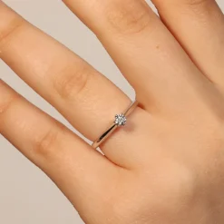 Discount Anello di Fidanzamento Frecce in Oro Bianco con Diamante 0,08 Carati Anelli Di Fidanzamento