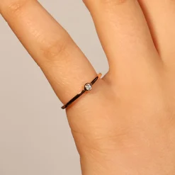 Fashion Anello di Fidanzamento Cipollina in Oro Rosa con Diamante 0,03 Carati Anelli Di Fidanzamento
