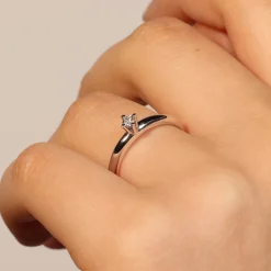 Online Anello di Fidanzamento Luce in Oro Bianco con Diamante 0,05 Carati Anelli Di Fidanzamento