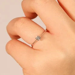 New Anello di Fidanzamento Volto in Oro Bianco con Diamante 0,15 Carati Anelli Di Fidanzamento