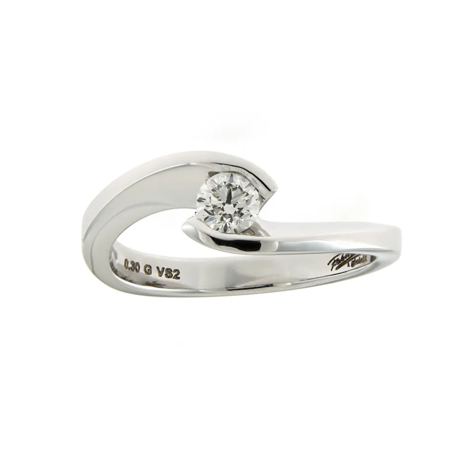 Online Anello di Fidanzamento Edvige in Oro Bianco con Diamante Taglio Brillante 0,20 Carati Anelli Di Fidanzamento