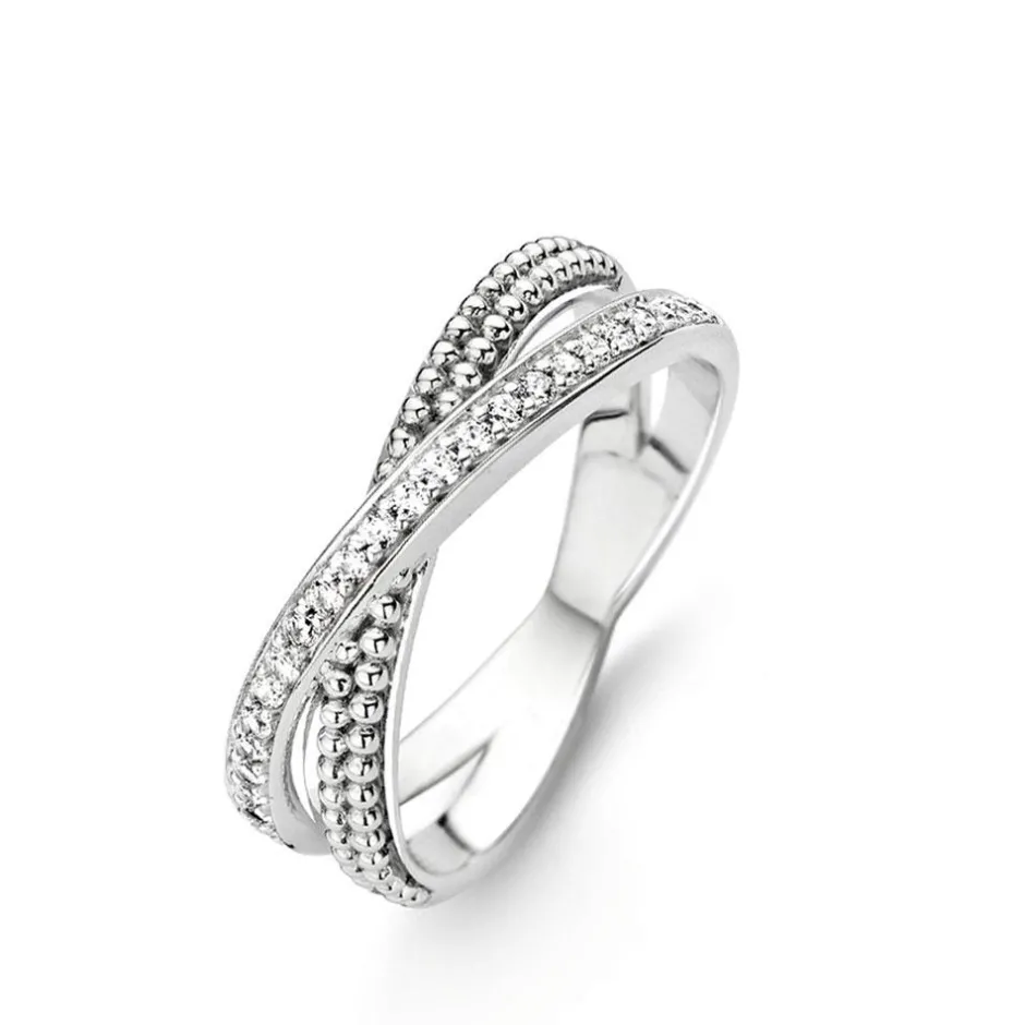 Hot Anello Donna In Argento 925 Ti Sento Milano Con Intreccio In Zirconi Bianchi Gioielli Ti Sento Milano