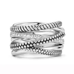 Clearance Anello Donna Ti Sento Milano Fascia Incrociata In Argento Gioielli Ti Sento Milano