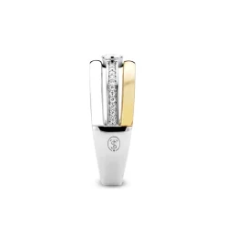Fashion Anello Donna Ti Sento Milano in Argento 925 e Argento Placcato Oro Giallo con Zirconi Gioielli Ti Sento Milano