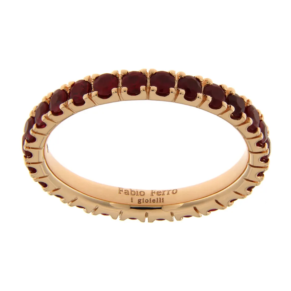 Fashion Anello Eternity Rosso Rubino in Oro Rosa 1,79 Carati Anelli Eternity