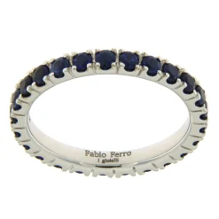 Online Anello Eternity Blu Zaffiro in Oro Bianco 1,40 Carati Anelli Eternity