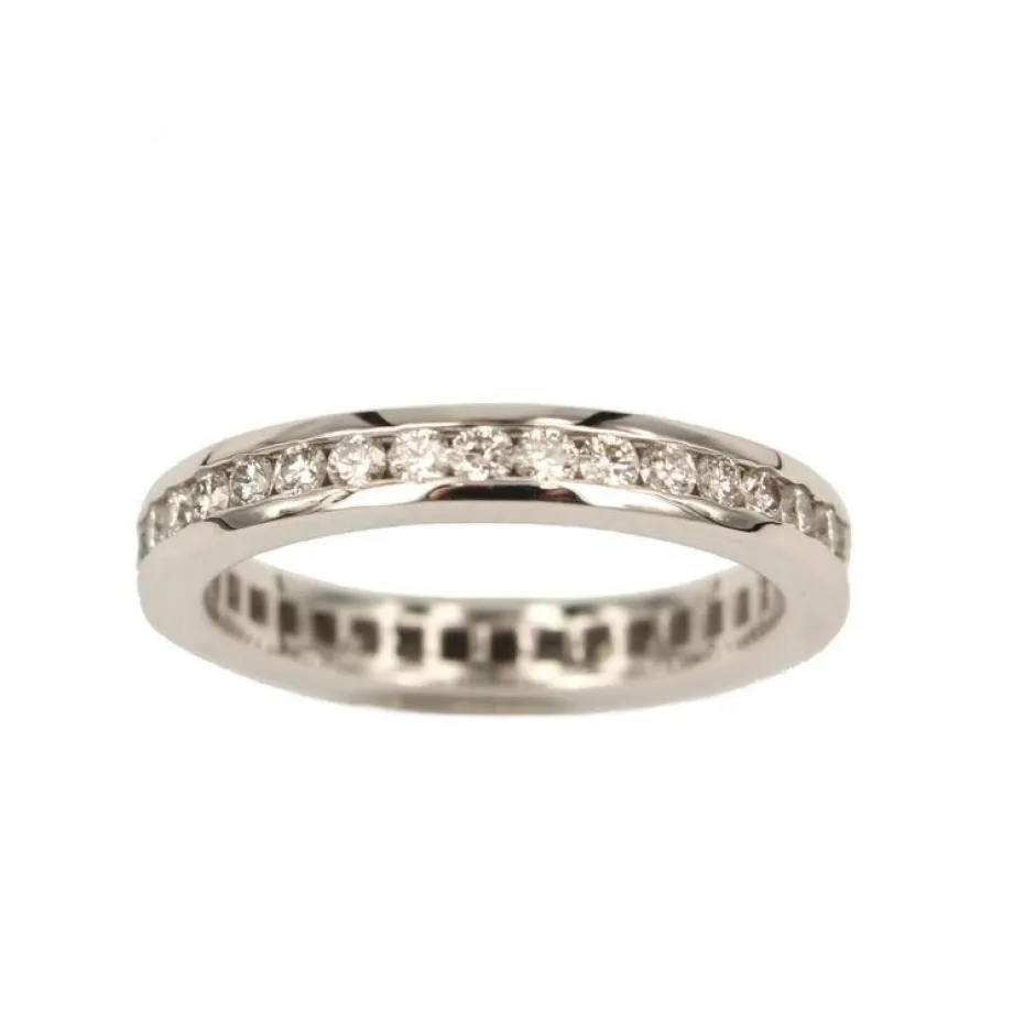 Hot Anello Eternity in Oro Bianco con Diamanti Taglio Brillante 0,78 Carati Anelli Eternity