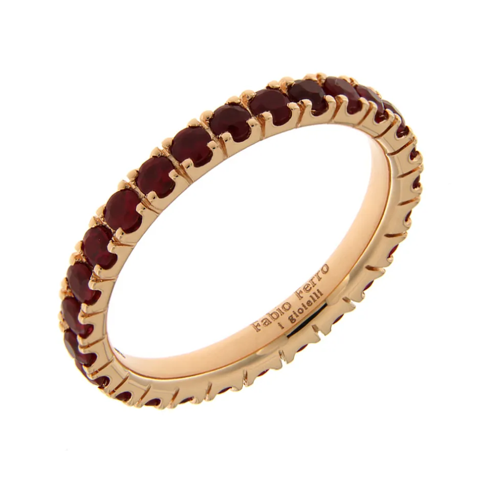 Fashion Anello Eternity Rosso Rubino in Oro Rosa 1,79 Carati Anelli Eternity