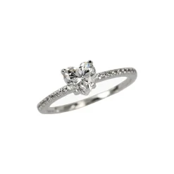 Best Anello Cuore Solitario in Oro Bianco con Zirconi Anelli