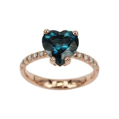 New Anello Cuore Piccolo con Topazio London e Diamanti Taglio Brillante Le Mie Creazioni | Anelli