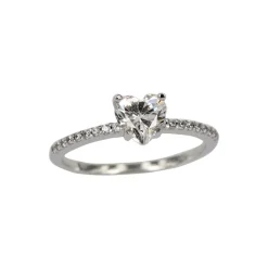 Best Anello Cuore Solitario in Oro Bianco con Zirconi Anelli
