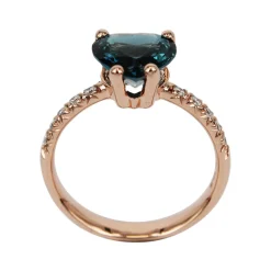 New Anello Cuore Piccolo con Topazio London e Diamanti Taglio Brillante Le Mie Creazioni | Anelli