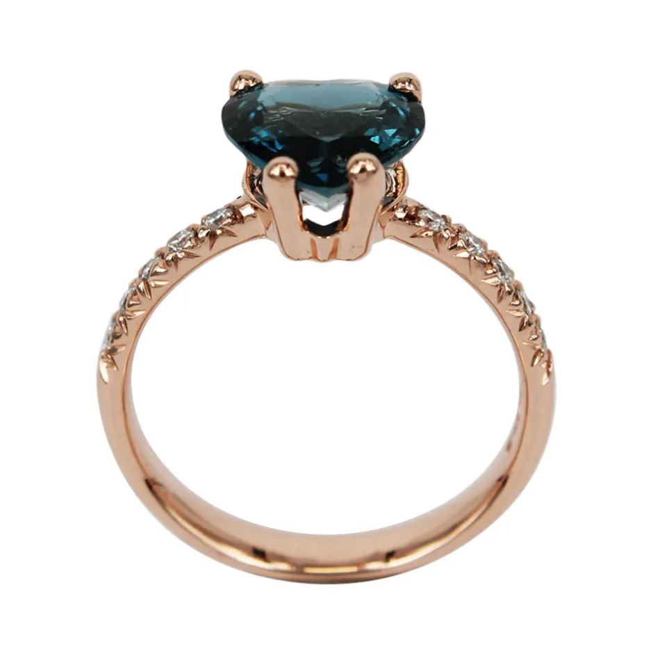 New Anello Cuore Piccolo con Topazio London e Diamanti Taglio Brillante Le Mie Creazioni | Anelli