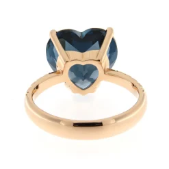 Discount Anello Cuore con Topazio London e Diamanti in Oro Rosa Anelli