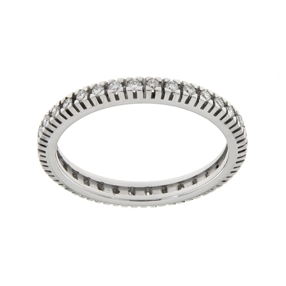 Hot Anello Eternity Muraglia in Oro Bianco e Diamanti 0,43 Carati Anelli Eternity