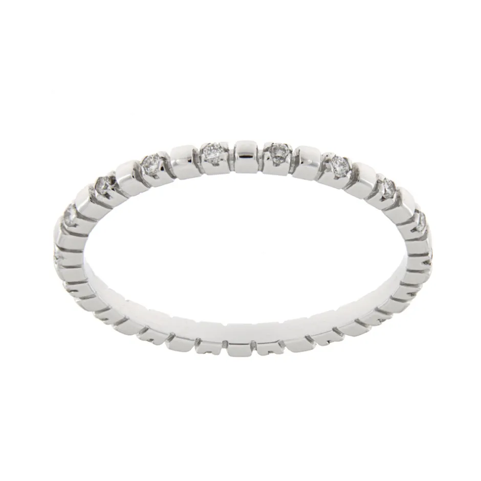 Hot Anello Eternity Alternato in Oro Bianco e Diamanti 0,16 Carati Anelli Eternity