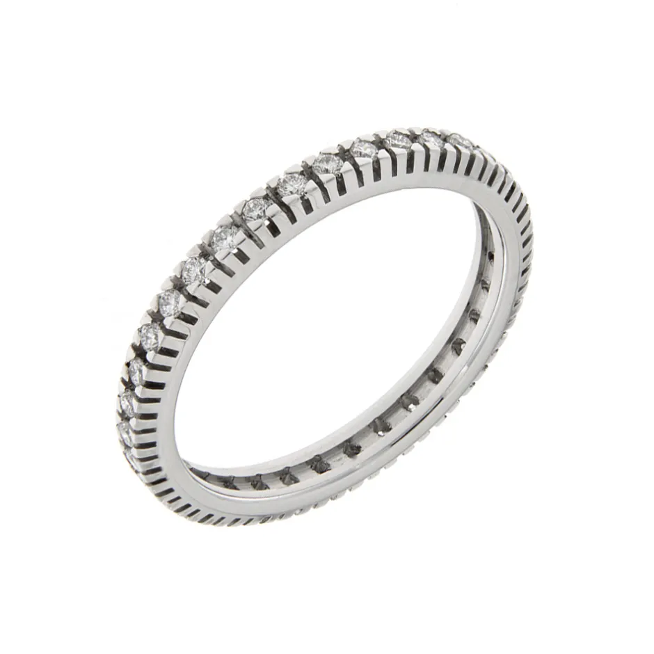 Hot Anello Eternity Muraglia in Oro Bianco e Diamanti 0,43 Carati Anelli Eternity
