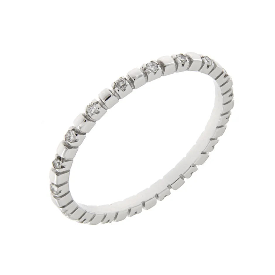 Hot Anello Eternity Alternato in Oro Bianco e Diamanti 0,16 Carati Anelli Eternity