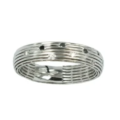 Best Anello Fascia in Oro Bianco con Diamanti Neri Anelli