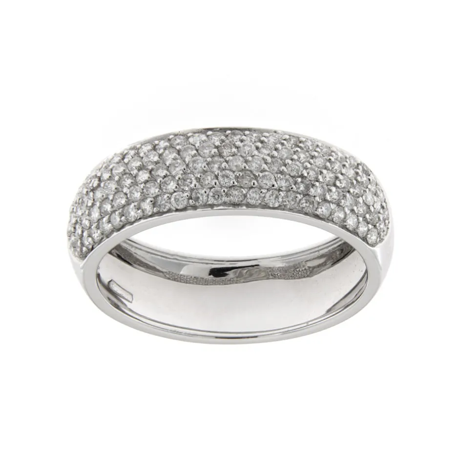 Fashion Anello Fascia in Oro Bianco e Diamanti Anelli