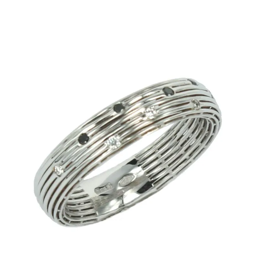 Best Anello Fascia in Oro Bianco con Diamanti Neri Anelli