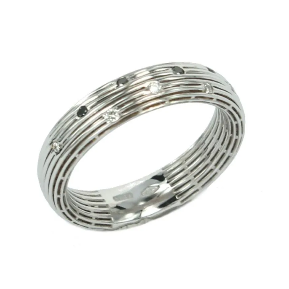 Best Anello Fascia in Oro Bianco con Diamanti Neri Anelli