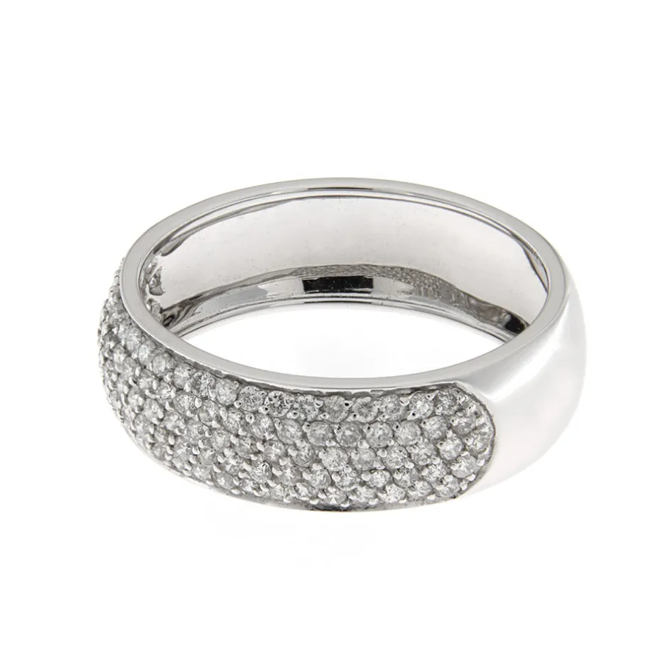 Fashion Anello Fascia in Oro Bianco e Diamanti Anelli