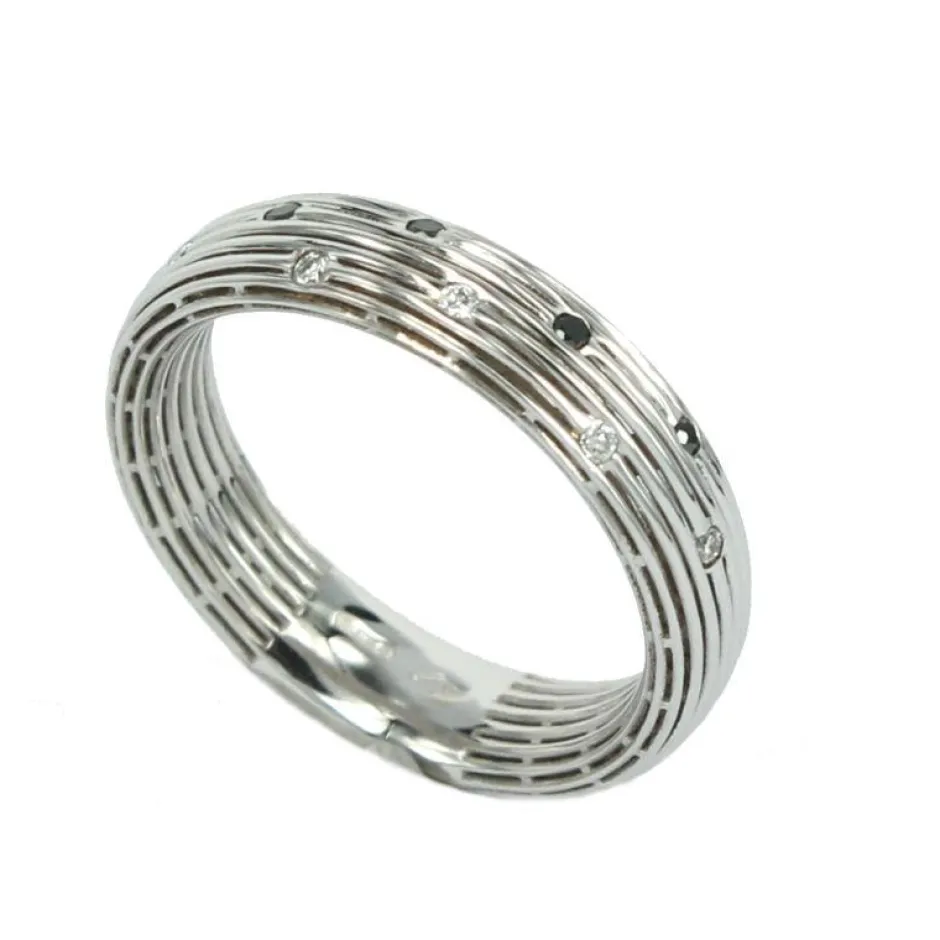 Best Anello Fascia in Oro Bianco con Diamanti Neri Anelli