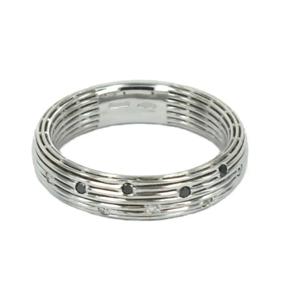 Best Anello Fascia in Oro Bianco con Diamanti Neri Anelli