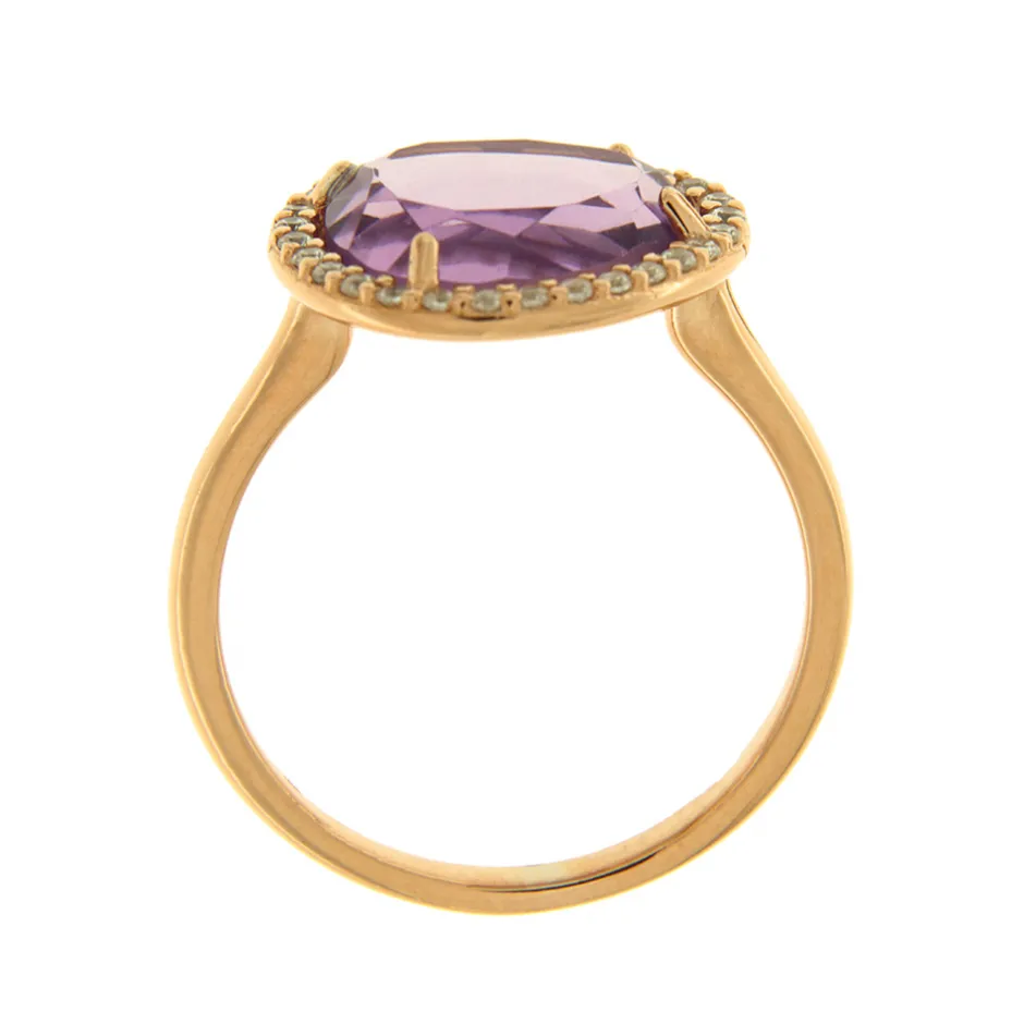 Best Anello Fascino in Oro Rosa Quarzi Idrotermali Ametista e Zirconi Anelli