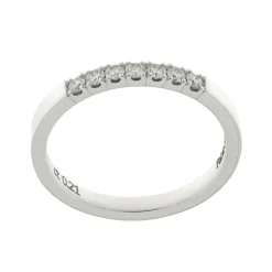 Fashion Anello Fedina Rigata in Oro Bianco con Diamanti Anelli
