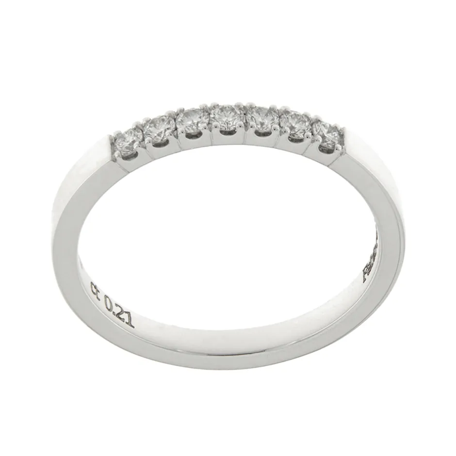 Fashion Anello Fedina Rigata in Oro Bianco con Diamanti Anelli