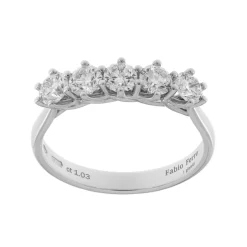 Sale Anello Fedina 5 Diamanti in Oro Bianco 1,01 Carati Anelli