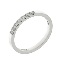 Fashion Anello Fedina Rigata in Oro Bianco con Diamanti Anelli