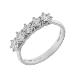 Sale Anello Fedina 5 Diamanti in Oro Bianco 1,01 Carati Anelli