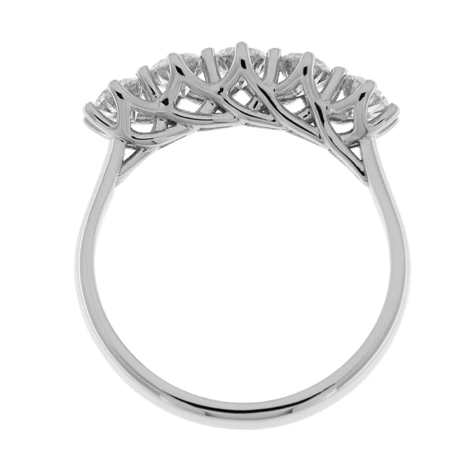 Sale Anello Fedina 5 Diamanti in Oro Bianco 1,01 Carati Anelli
