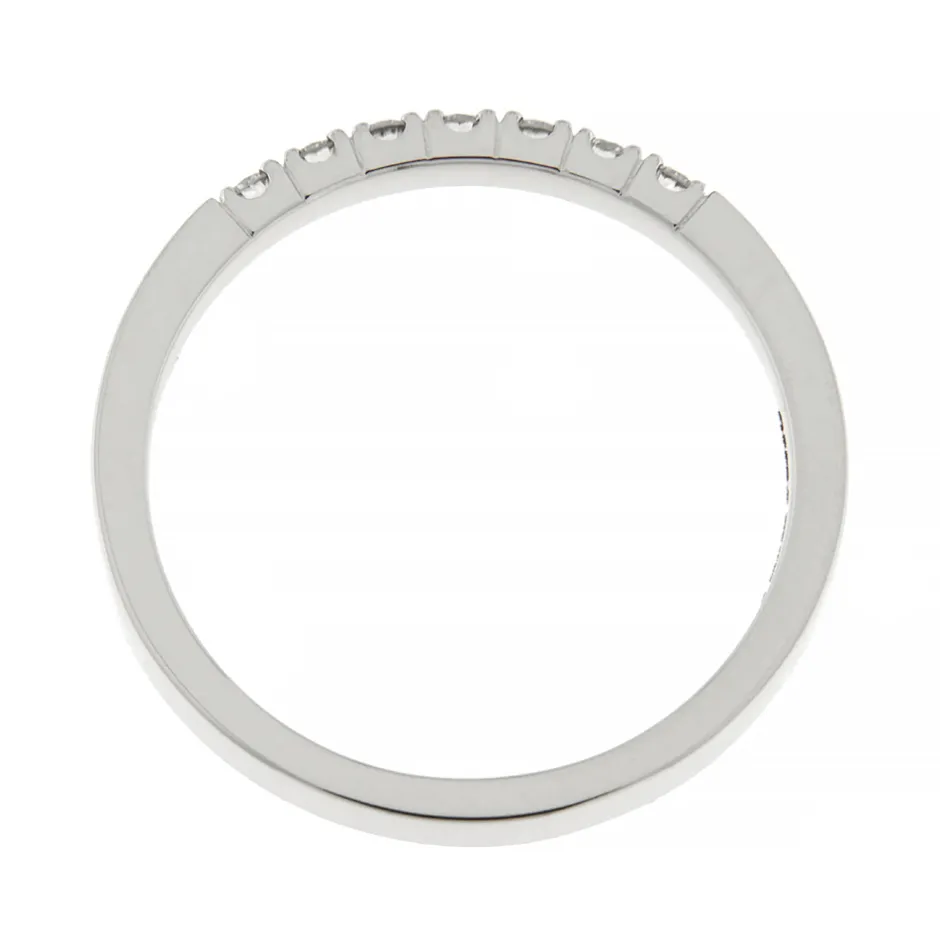 Fashion Anello Fedina Rigata in Oro Bianco con Diamanti Anelli