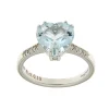 Online Anello in Oro Bianco con Acqua Marina Taglio Cuore e Diamanti Taglio Brillante Anelli