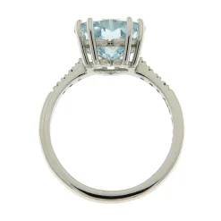 Online Anello in Oro Bianco con Acqua Marina Taglio Cuore e Diamanti Taglio Brillante Anelli