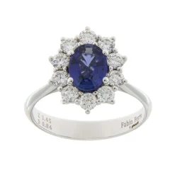 New Anello Kate Grande con Zaffiro Ceylon in Oro Bianco e Diamanti Le Mie Creazioni | Anelli