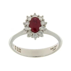 Outlet Anello Kate Medio con Rubino Birmano e Diamanti Taglio Brillante Le Mie Creazioni | Anelli