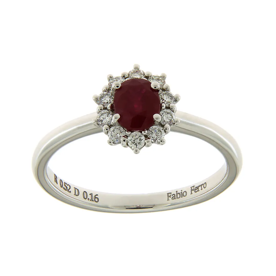 Discount Anello Kate Mini con Rubino e Diamanti Taglio Brillante Anelli