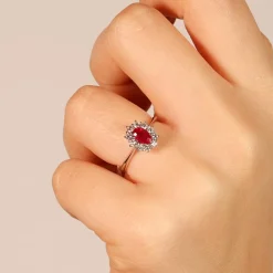 Outlet Anello Kate Medio con Rubino Birmano e Diamanti Taglio Brillante Le Mie Creazioni | Anelli