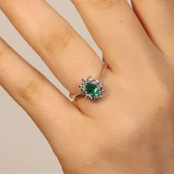 Hot Anello Kate Medio con Smeraldo e Diamanti Taglio Brillante Le Mie Creazioni | Anelli