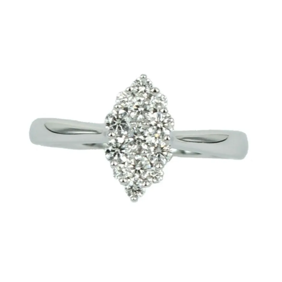 Clearance Anello Navette di Diamanti Taglio Brillante 0,46 Carati Anelli