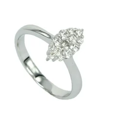 Clearance Anello Navette di Diamanti Taglio Brillante 0,46 Carati Anelli