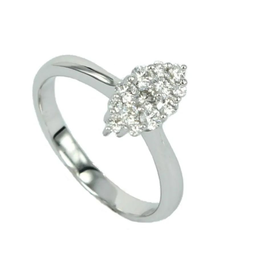 Clearance Anello Navette di Diamanti Taglio Brillante 0,46 Carati Anelli